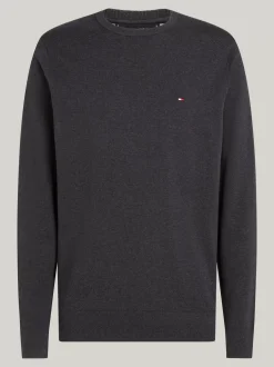 Swetry|Swetry Z Okrągłym Dekoltem*Tommy Hilfiger Sweter Z Okrągłym Dekoltem I Flagą DARK GREY HTR
