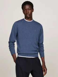 Swetry Z Okrągłym Dekoltem|Swetry*Tommy Hilfiger Sweter Z Okrągłym Dekoltem I Flagą AEGEAN SEA HTR