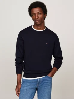Swetry Z Okrągłym Dekoltem|Swetry*Tommy Hilfiger Sweter Z Okrągłym Dekoltem I Flagą DESERT SKY