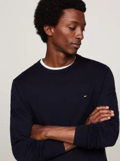 Swetry Z Okrągłym Dekoltem|Swetry*Tommy Hilfiger Sweter Z Okrągłym Dekoltem I Flagą DESERT SKY