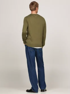Swetry Z Okrągłym Dekoltem|Swetry*Tommy Hilfiger Sweter Z Okrągłym Dekoltem I Flagą UTILITY OLIVE