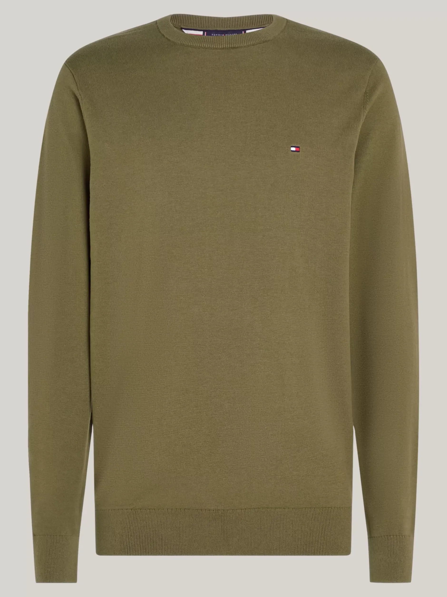 Swetry Z Okrągłym Dekoltem|Swetry*Tommy Hilfiger Sweter Z Okrągłym Dekoltem I Flagą UTILITY OLIVE