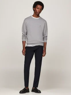 Swetry Z Okrągłym Dekoltem|Swetry*Tommy Hilfiger Sweter Z Okrągłym Dekoltem I Flagą MEDIUM GREY HEATHER