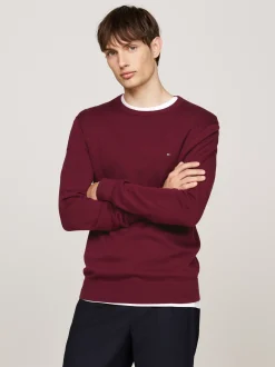 Swetry Z Okrągłym Dekoltem|Swetry*Tommy Hilfiger Sweter Z Okrągłym Dekoltem I Flagą DEEP ROUGE