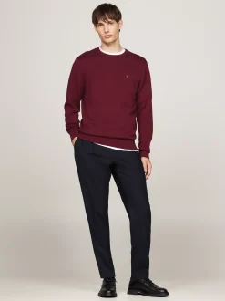 Swetry Z Okrągłym Dekoltem|Swetry*Tommy Hilfiger Sweter Z Okrągłym Dekoltem I Flagą DEEP ROUGE