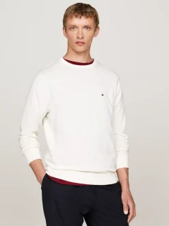 Swetry Z Okrągłym Dekoltem|Swetry*Tommy Hilfiger Sweter Z Okrągłym Dekoltem I Flagą IVORY