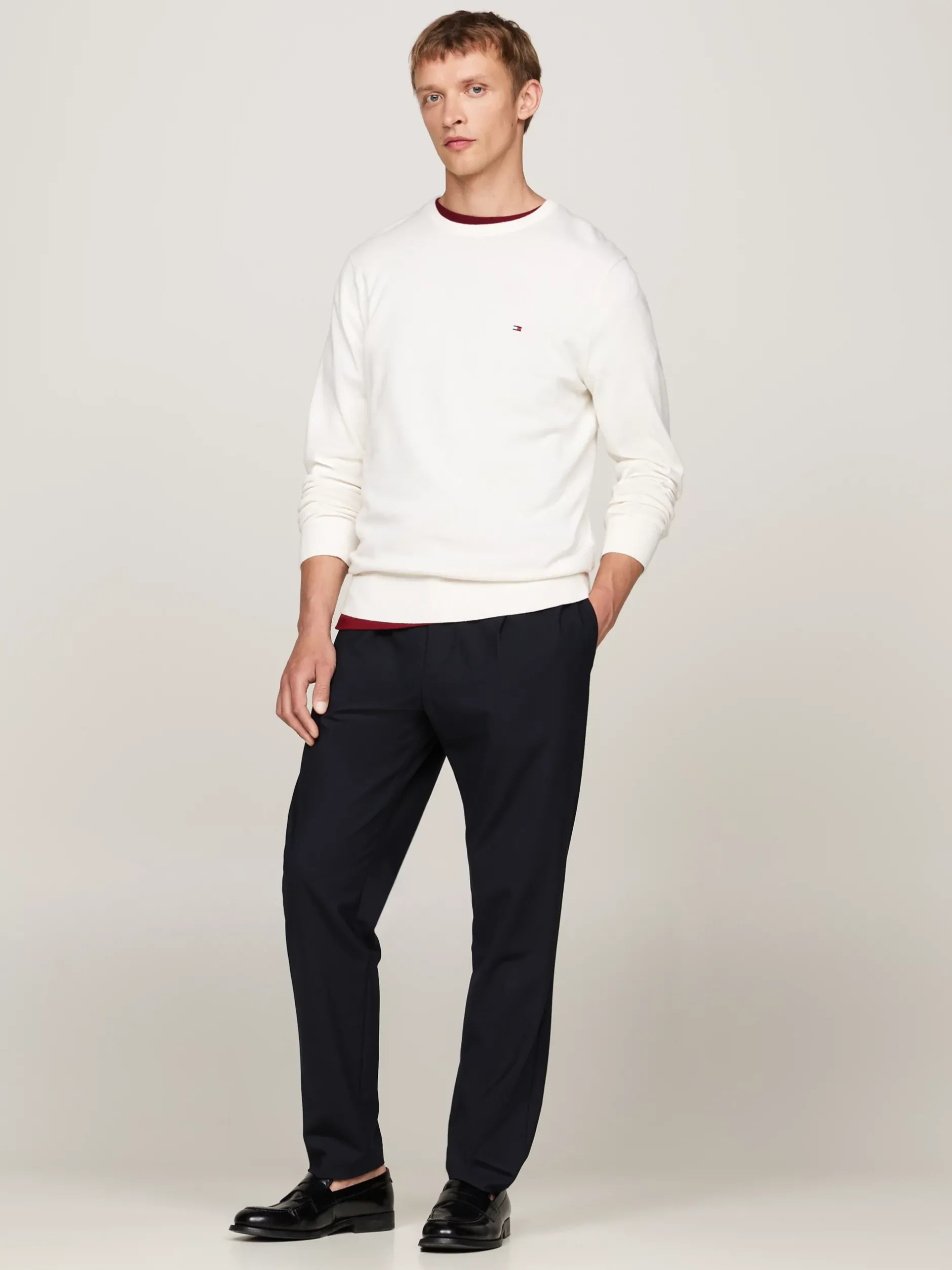 Swetry Z Okrągłym Dekoltem|Swetry*Tommy Hilfiger Sweter Z Okrągłym Dekoltem I Flagą IVORY