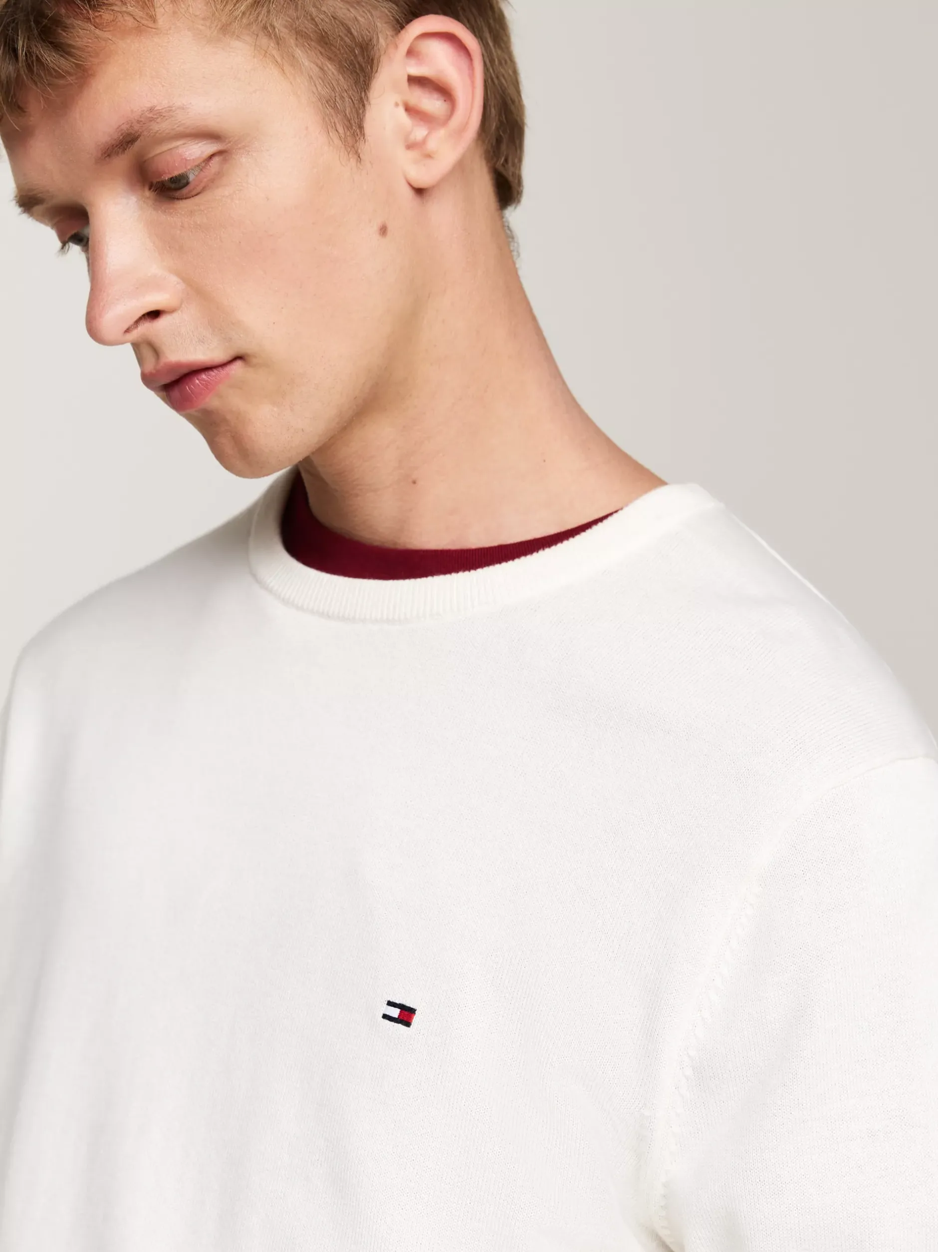 Swetry Z Okrągłym Dekoltem|Swetry*Tommy Hilfiger Sweter Z Okrągłym Dekoltem I Flagą IVORY