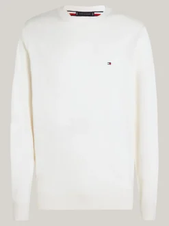 Swetry Z Okrągłym Dekoltem|Swetry*Tommy Hilfiger Sweter Z Okrągłym Dekoltem I Flagą IVORY