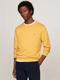Swetry Z Okrągłym Dekoltem|Swetry*Tommy Hilfiger Sweter Z Okrągłym Dekoltem I Flagą CITY YELLOW HEATHER