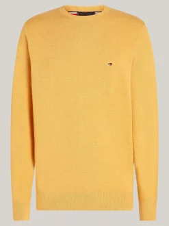 Swetry Z Okrągłym Dekoltem|Swetry*Tommy Hilfiger Sweter Z Okrągłym Dekoltem I Flagą CITY YELLOW HEATHER
