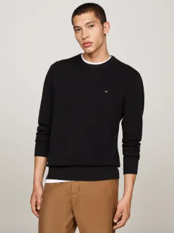 Swetry Z Okrągłym Dekoltem|Swetry*Tommy Hilfiger Sweter Z Okrągłym Dekoltem Z Dzianiny Z Fakturą BLACK