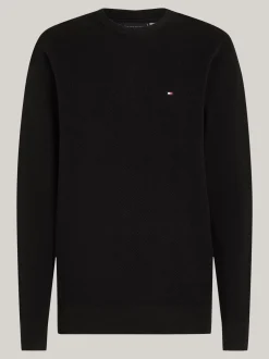 Swetry Z Okrągłym Dekoltem|Swetry*Tommy Hilfiger Sweter Z Okrągłym Dekoltem Z Dzianiny Z Fakturą BLACK