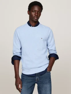 Swetry Z Okrągłym Dekoltem|Swetry*Tommy Hilfiger Sweter Z Okrągłym Dekoltem Z Dzianiny Z Fakturą VESSEL BLUE HEATHER