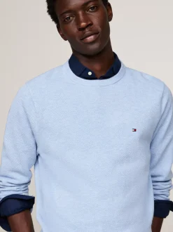 Swetry Z Okrągłym Dekoltem|Swetry*Tommy Hilfiger Sweter Z Okrągłym Dekoltem Z Dzianiny Z Fakturą VESSEL BLUE HEATHER