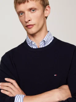 Swetry Z Okrągłym Dekoltem|Swetry*Tommy Hilfiger Sweter Z Okrągłym Dekoltem Z Dzianiny Z Fakturą DESERT SKY