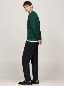 Swetry Z Okrągłym Dekoltem|Swetry*Tommy Hilfiger Sweter Z Okrągłym Dekoltem Z Dzianiny Z Fakturą ORNAMENTAL GREEN