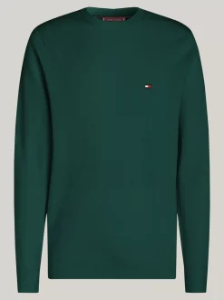 Swetry Z Okrągłym Dekoltem|Swetry*Tommy Hilfiger Sweter Z Okrągłym Dekoltem Z Dzianiny Z Fakturą ORNAMENTAL GREEN