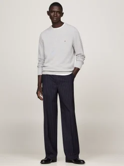 Swetry Z Okrągłym Dekoltem|Swetry*Tommy Hilfiger Sweter Z Okrągłym Dekoltem Z Dzianiny Z Fakturą LIGHT GREY HEATHER