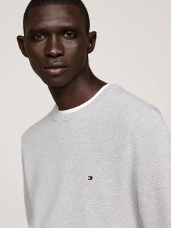 Swetry Z Okrągłym Dekoltem|Swetry*Tommy Hilfiger Sweter Z Okrągłym Dekoltem Z Dzianiny Z Fakturą LIGHT GREY HEATHER
