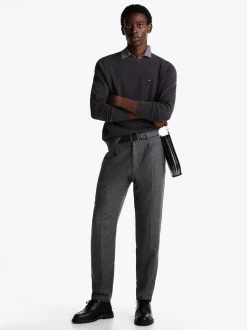 Swetry Z Okrągłym Dekoltem|Swetry*Tommy Hilfiger Sweter Z Okrągłym Dekoltem Z Dzianiny Z Fakturą DARK GREY HEATHER