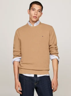 Swetry Z Okrągłym Dekoltem|Swetry*Tommy Hilfiger Sweter Z Okrągłym Dekoltem Z Dzianiny Z Fakturą SAFARI CANVAS