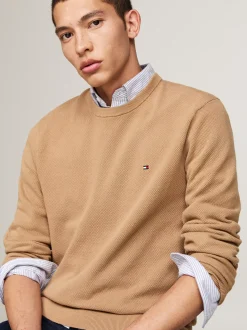 Swetry Z Okrągłym Dekoltem|Swetry*Tommy Hilfiger Sweter Z Okrągłym Dekoltem Z Dzianiny Z Fakturą SAFARI CANVAS
