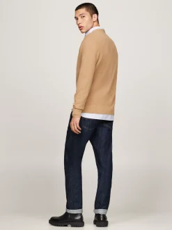 Swetry Z Okrągłym Dekoltem|Swetry*Tommy Hilfiger Sweter Z Okrągłym Dekoltem Z Dzianiny Z Fakturą SAFARI CANVAS