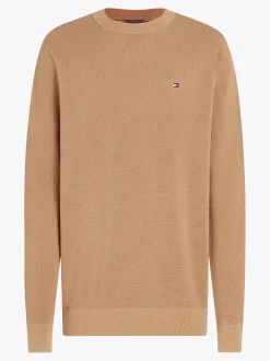 Swetry Z Okrągłym Dekoltem|Swetry*Tommy Hilfiger Sweter Z Okrągłym Dekoltem Z Dzianiny Z Fakturą SAFARI CANVAS