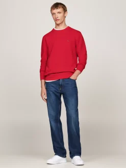 Swetry Z Okrągłym Dekoltem|Swetry*Tommy Hilfiger Sweter Z Okrągłym Dekoltem Z Dzianiny Z Fakturą PRIMARY RED