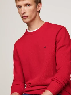 Swetry Z Okrągłym Dekoltem|Swetry*Tommy Hilfiger Sweter Z Okrągłym Dekoltem Z Dzianiny Z Fakturą PRIMARY RED