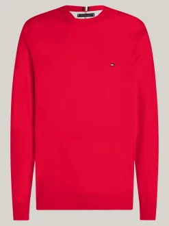 Swetry Z Okrągłym Dekoltem|Swetry*Tommy Hilfiger Sweter Z Okrągłym Dekoltem Z Dzianiny Z Fakturą PRIMARY RED