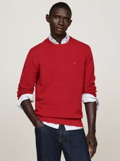Swetry Z Okrągłym Dekoltem|Swetry*Tommy Hilfiger Sweter Z Okrągłym Dekoltem Z Dzianiny Z Fakturą DARK MAGMA