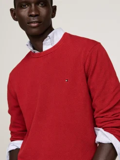 Swetry Z Okrągłym Dekoltem|Swetry*Tommy Hilfiger Sweter Z Okrągłym Dekoltem Z Dzianiny Z Fakturą DARK MAGMA