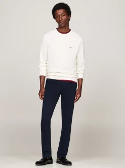 Swetry Z Okrągłym Dekoltem|Swetry*Tommy Hilfiger Sweter Z Okrągłym Dekoltem Z Dzianiny Z Fakturą IVORY