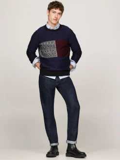 Swetry Z Okrągłym Dekoltem|Swetry*Tommy Hilfiger Sweter Z Okrągłym Dekoltem I Flagą DESERT SKY / MULTI