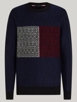 Swetry Z Okrągłym Dekoltem|Swetry*Tommy Hilfiger Sweter Z Okrągłym Dekoltem I Flagą DESERT SKY / MULTI
