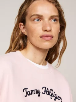 Bluzy Dresowe & Z Kapturem*Tommy Hilfiger Sweter Z Okrągłym Dekoltem I Wyhaftowanym Logo DELICATE PINK