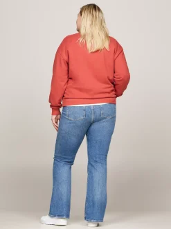 Bluzy Dresowe & Z Kapturem*Tommy Hilfiger Sweter Z Okrągłym Dekoltem Curve Z Logo TERRA RED