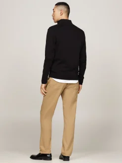 Sweter Z Zamkiem|Swetry*Tommy Hilfiger Sweter Z Półgolfem I Krótkim Zamkiem BLACK