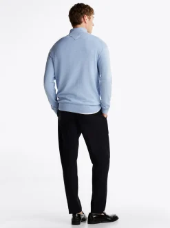 Sweter Z Zamkiem|Swetry*Tommy Hilfiger Sweter Z Półgolfem I Krótkim Zamkiem VESSEL BLUE HEATHER