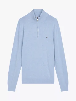Sweter Z Zamkiem|Swetry*Tommy Hilfiger Sweter Z Półgolfem I Krótkim Zamkiem VESSEL BLUE HEATHER
