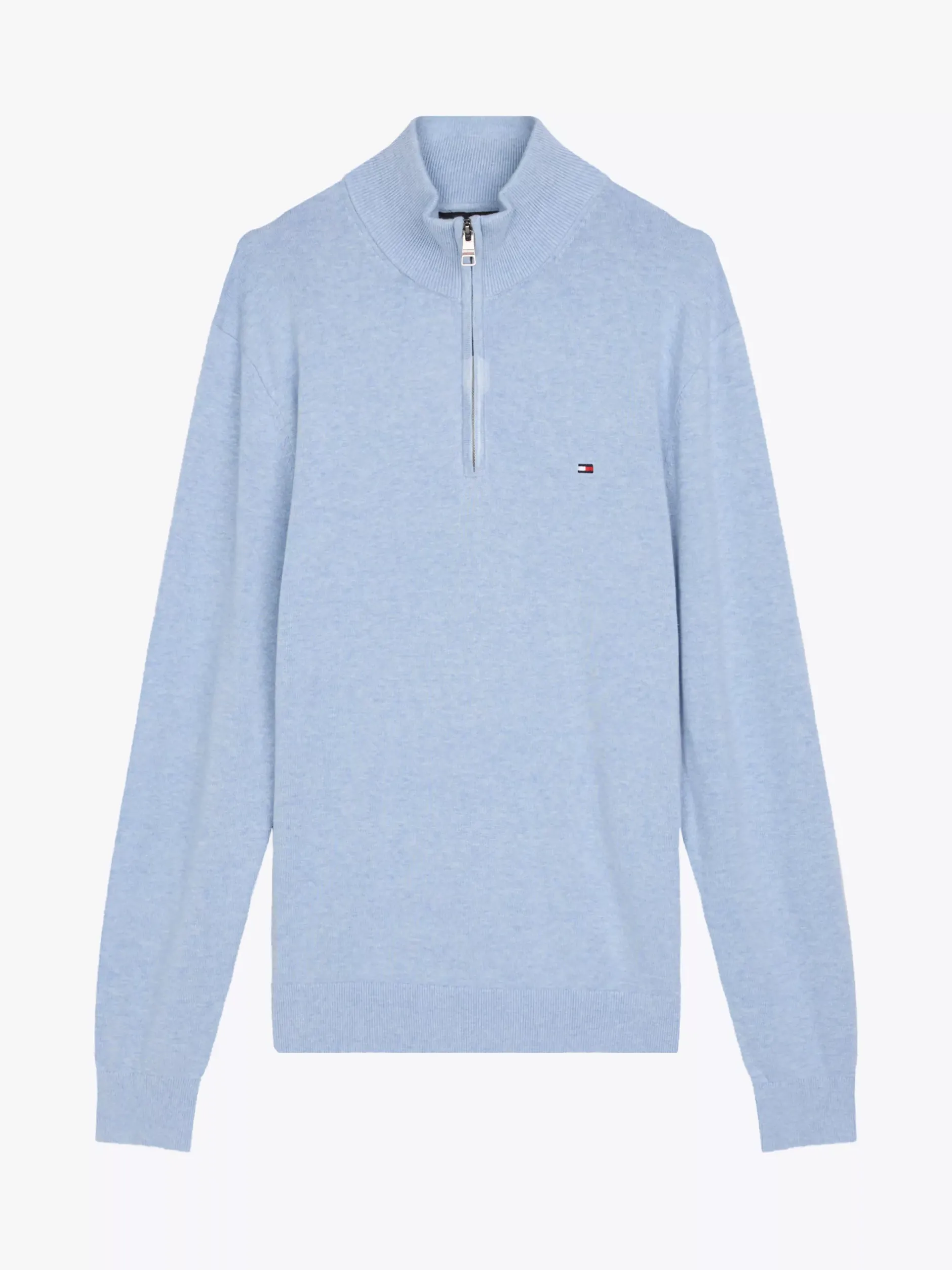 Sweter Z Zamkiem|Swetry*Tommy Hilfiger Sweter Z Półgolfem I Krótkim Zamkiem VESSEL BLUE HEATHER
