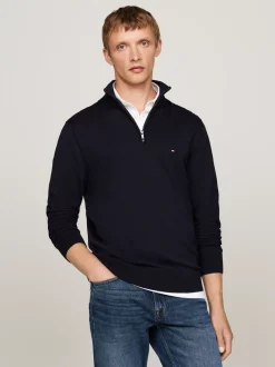 Sweter Z Zamkiem|Swetry*Tommy Hilfiger Sweter Z Półgolfem I Krótkim Zamkiem DESERT SKY