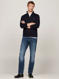 Sweter Z Zamkiem|Swetry*Tommy Hilfiger Sweter Z Półgolfem I Krótkim Zamkiem DESERT SKY
