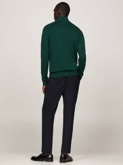 Sweter Z Zamkiem|Swetry*Tommy Hilfiger Sweter Z Półgolfem I Krótkim Zamkiem ORNAMENTAL GREEN
