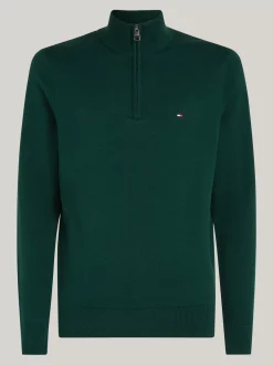 Sweter Z Zamkiem|Swetry*Tommy Hilfiger Sweter Z Półgolfem I Krótkim Zamkiem ORNAMENTAL GREEN