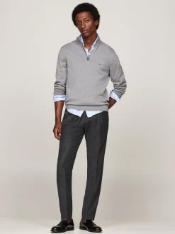 Sweter Z Zamkiem|Swetry*Tommy Hilfiger Sweter Z Półgolfem I Krótkim Zamkiem MEDIUM GREY HEATHER