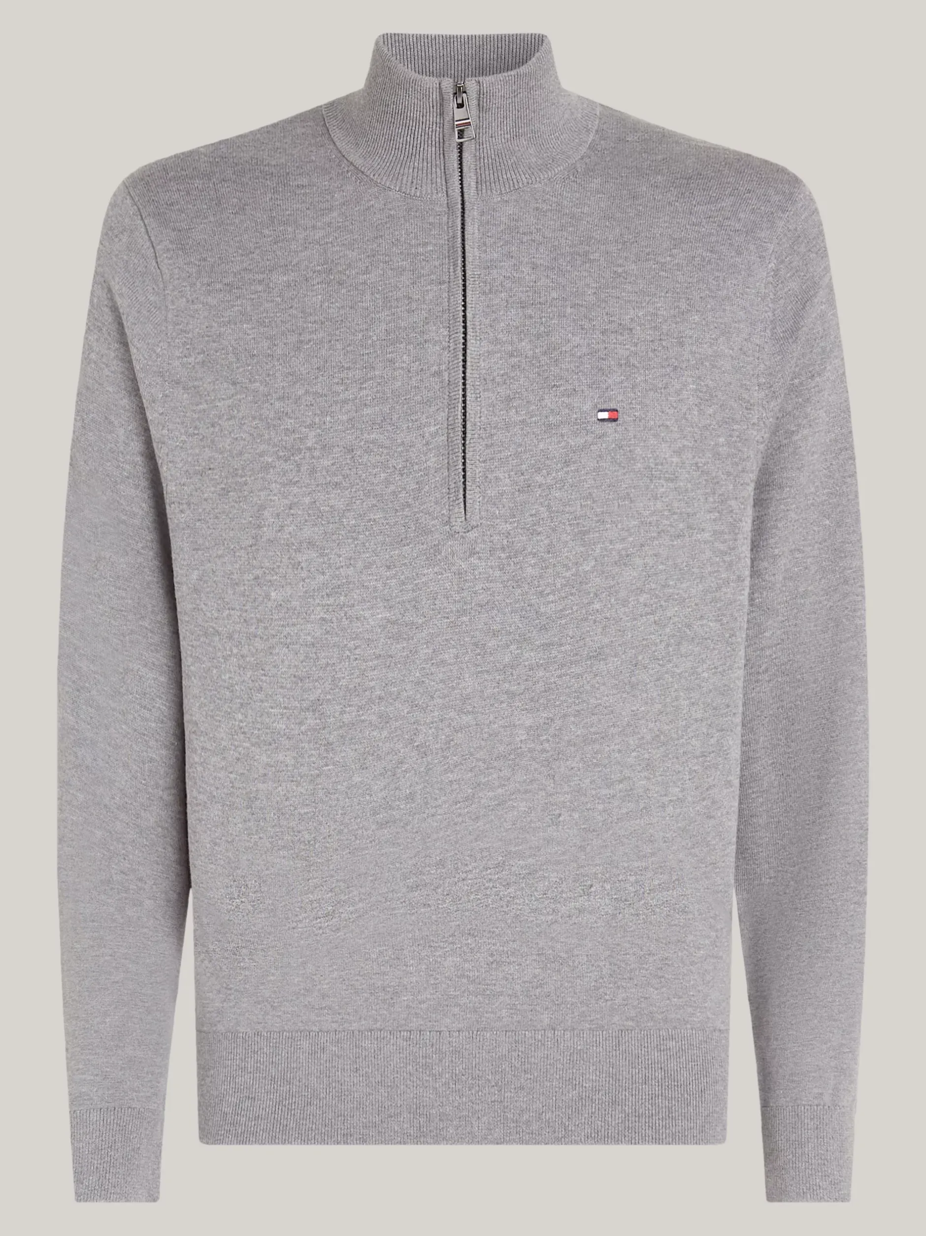 Sweter Z Zamkiem|Swetry*Tommy Hilfiger Sweter Z Półgolfem I Krótkim Zamkiem MEDIUM GREY HEATHER