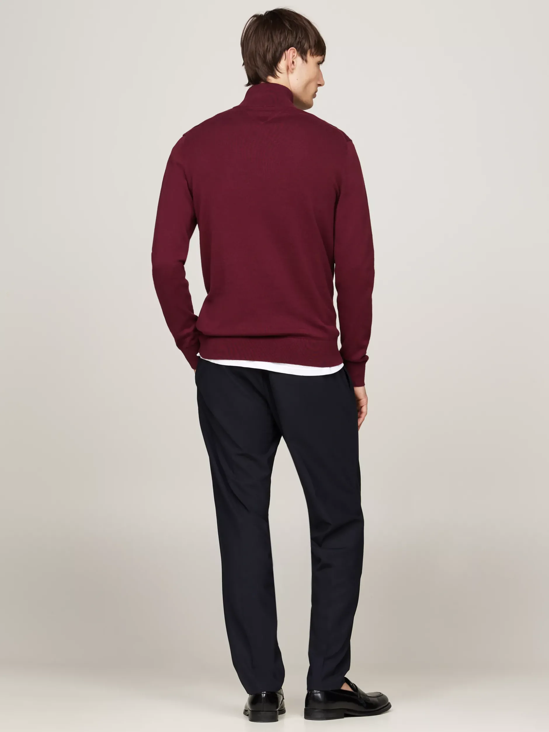 Sweter Z Zamkiem|Swetry*Tommy Hilfiger Sweter Z Półgolfem I Krótkim Zamkiem DEEP ROUGE